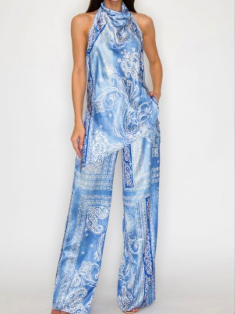 Paisley Bandana Print Wide Leg Pant
