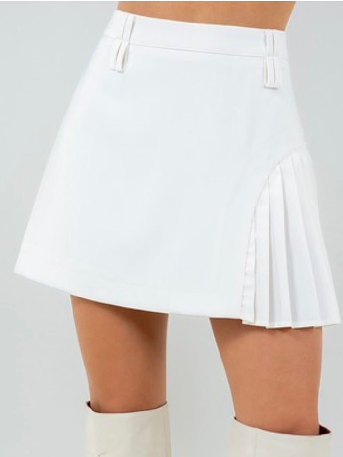 Contrast Pleat Detail Mini Skirt