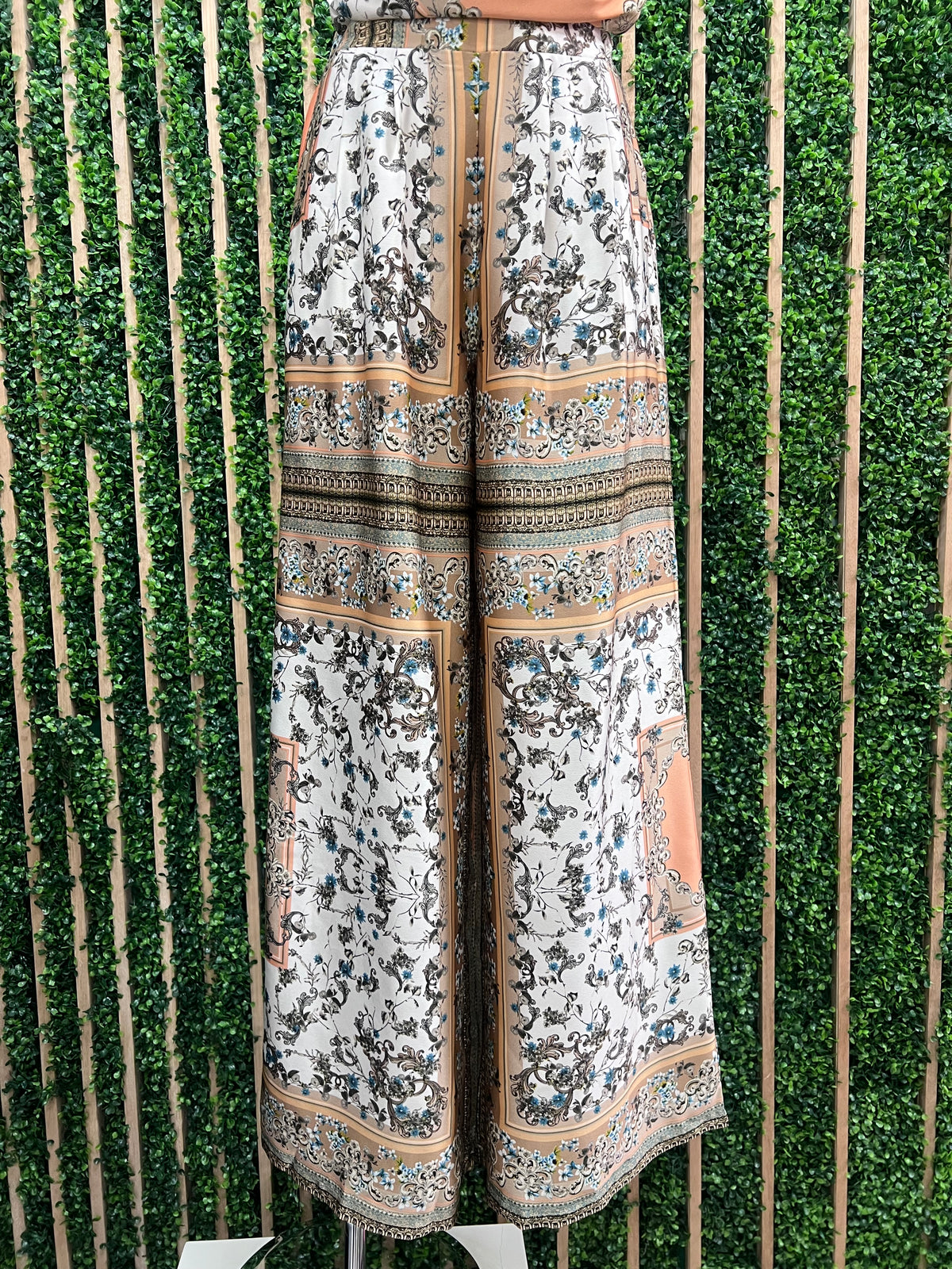 Orange Brown Bandana Print Wide Leg Pant