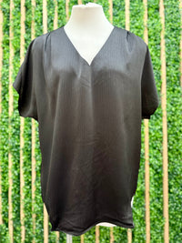 Crinkle Stain Pleated Cap Sleeve Blouse