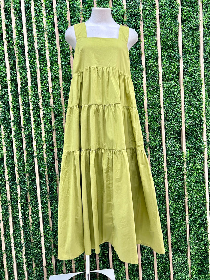 Avocado Tiered Sleeveless Midi Dress