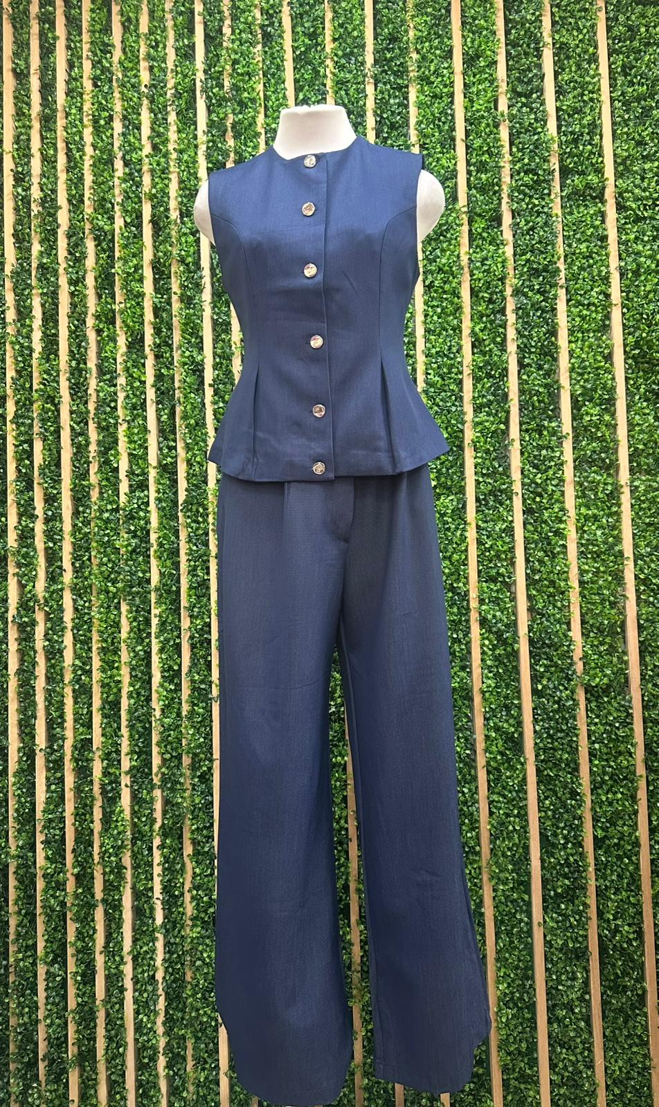 Dark Tencel Denim Fitted Vest