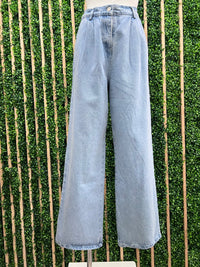 High Waist Belted Wide Leg Denim