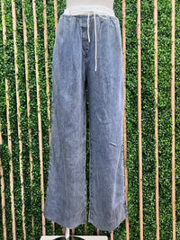 Contrast Waist Wide Leg Pant