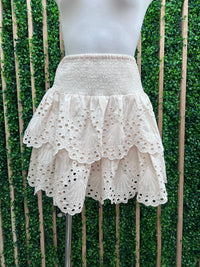 Exquisite Eyelet Boho Tiered Short Skirt