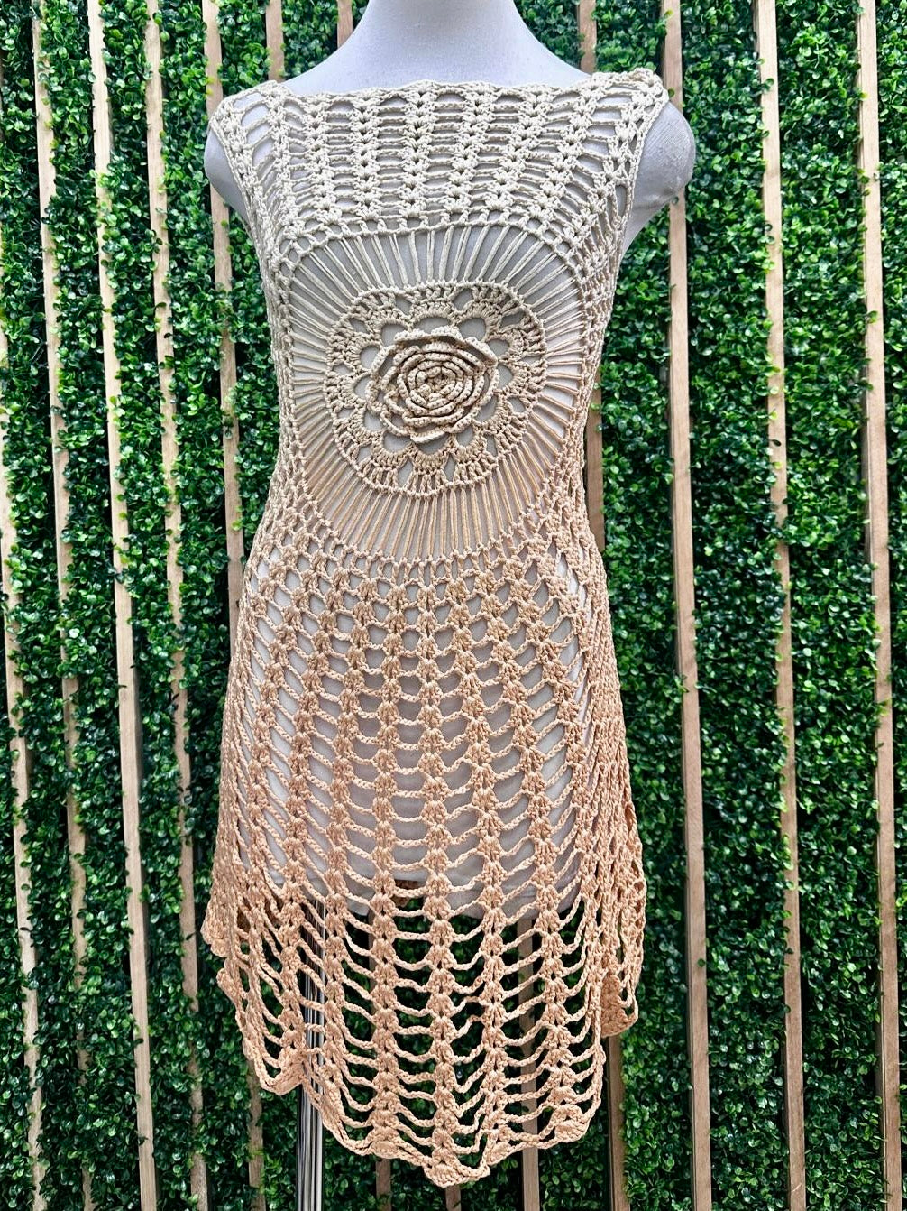 Ombre Crochet Cover Up Dress With Back Cut Out
