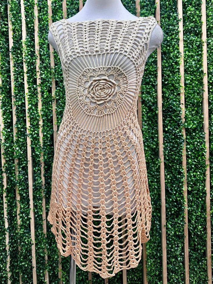Ombre Crochet Cover Up Dress With Back Cut Out