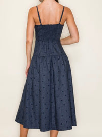 Navy Dots Sweetheart Midi Dress
