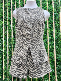 Sand Zebra Print Short Pant Set