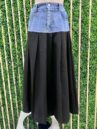 Block Denim Midi Skirt