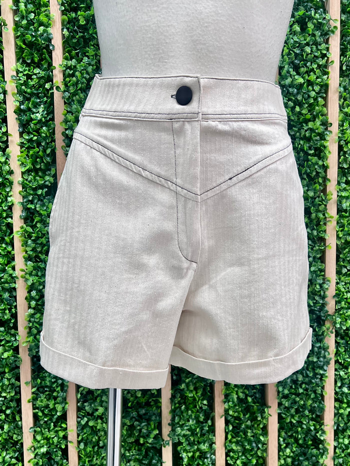 Beige High Wasit Wide Leg Shorts