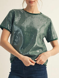 Tiny Sequins Covered Short Sleeve Top