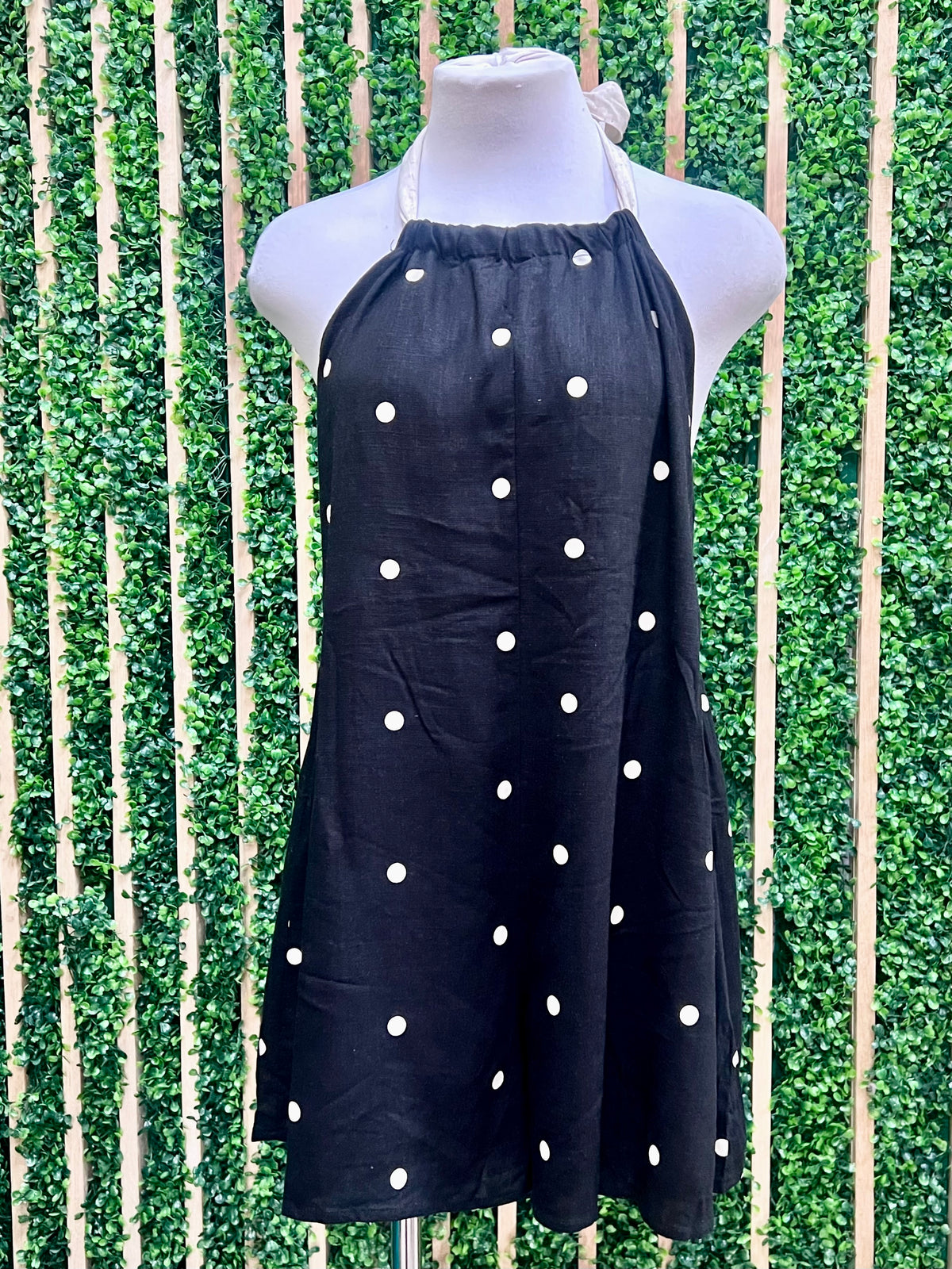 Black Natural Dots Capri Bow Back Romper