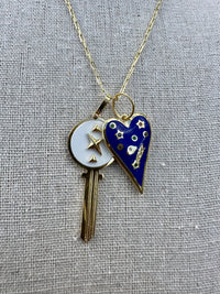 Heart Key Enamel Necklace