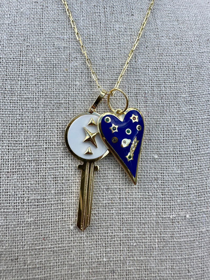 Heart Key Enamel Necklace