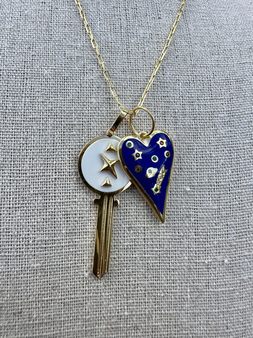 Heart Key Enamel Necklace