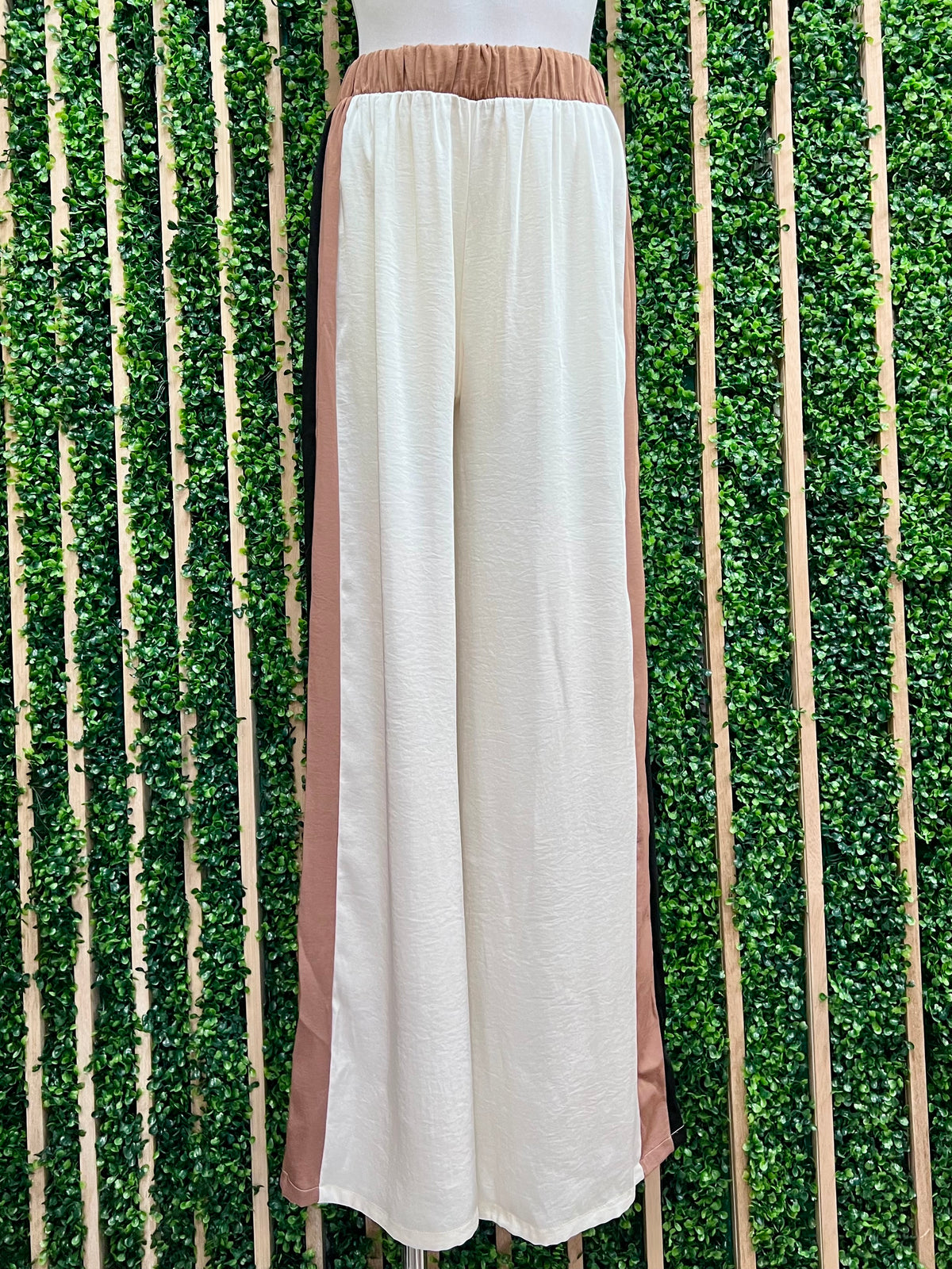 Side Stripe Elastic Waist Wide Leg Pant