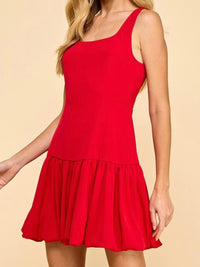Bubble Skirt Fitted Square Neck Short Dress