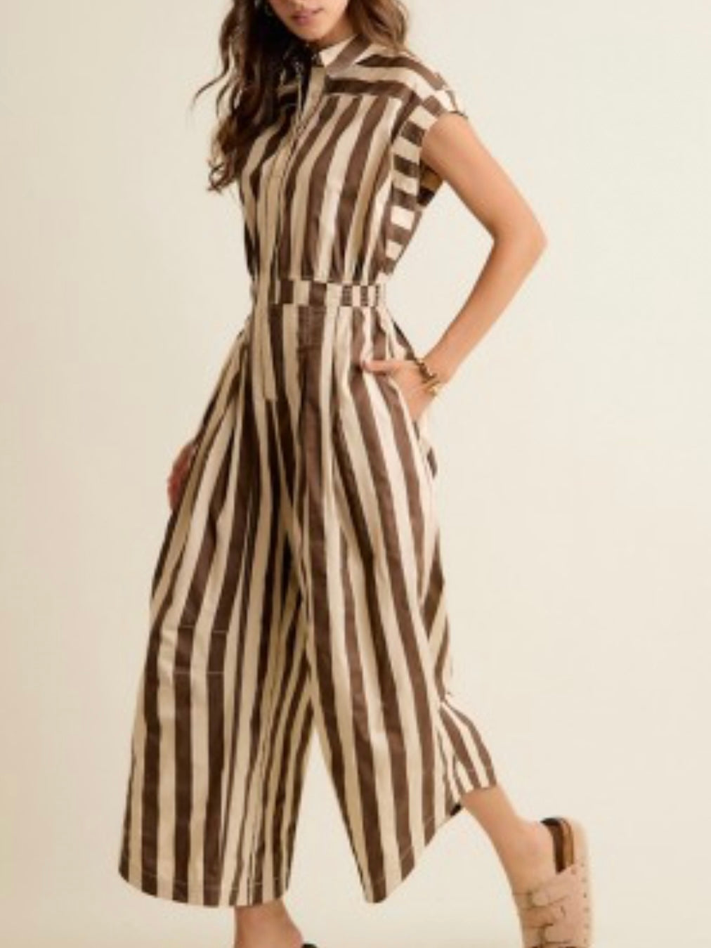 Chocolate Stripe Wide Leg Jumpsuit
