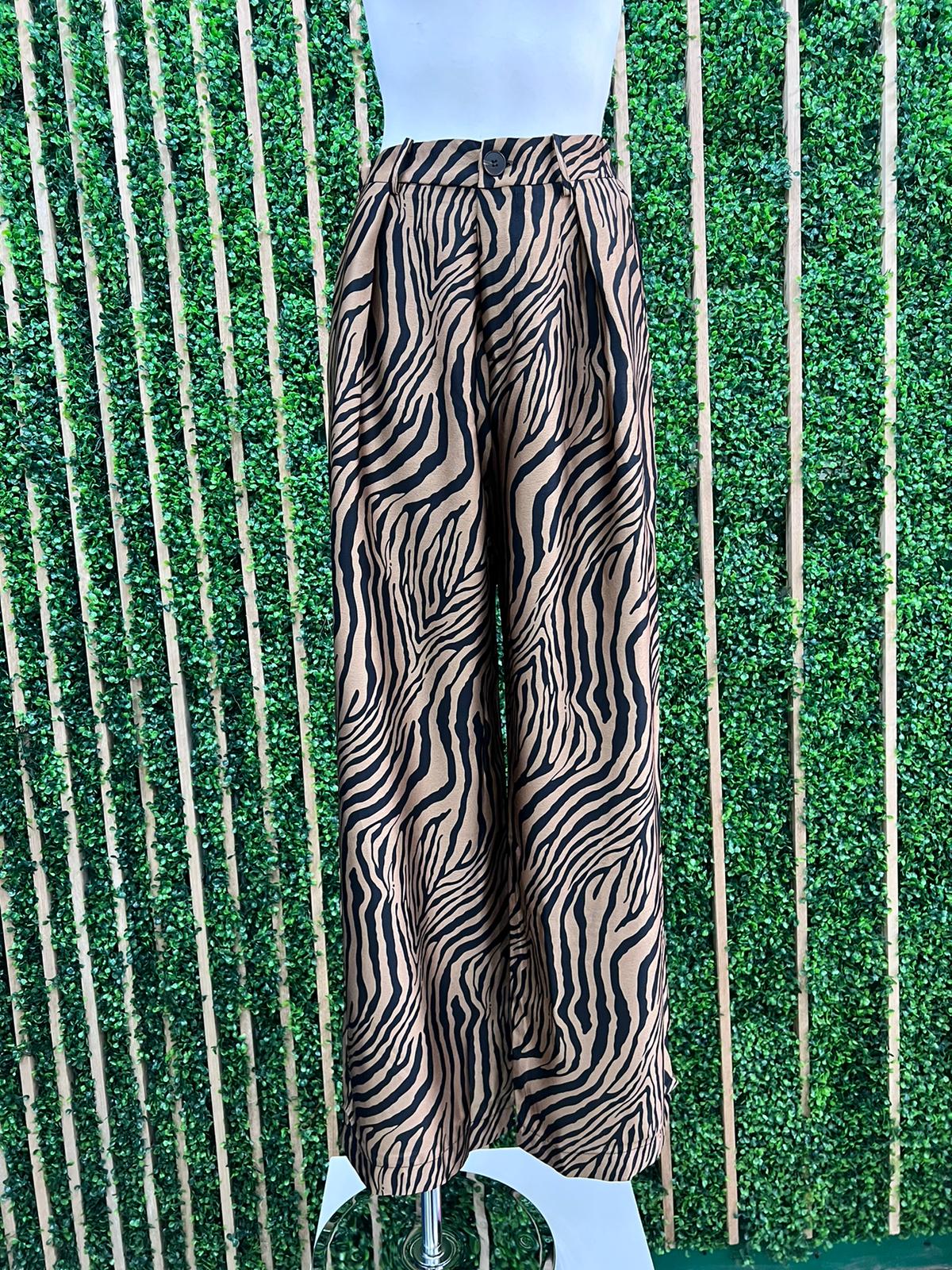 Brown Zebra Wide Leg Pant