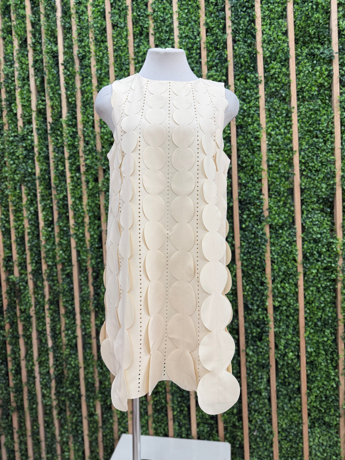 IVory Circle Embellished A Line Short Dress