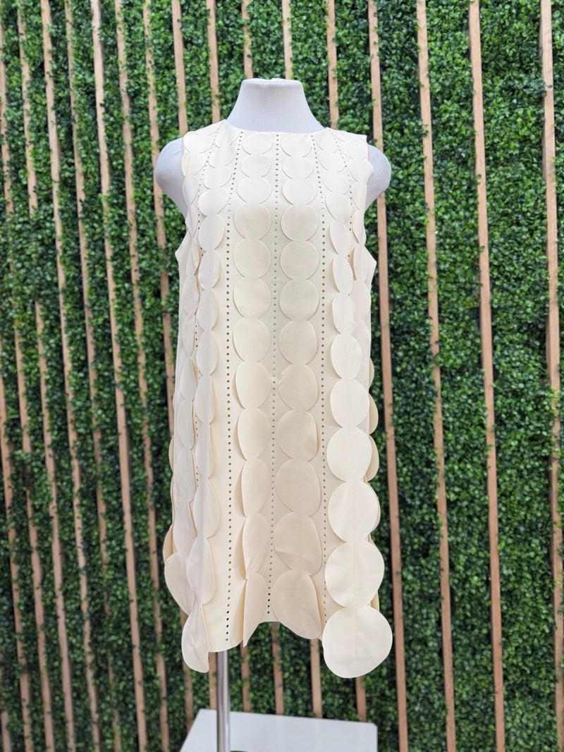 IVory Circle Embellished A Line Short Dress