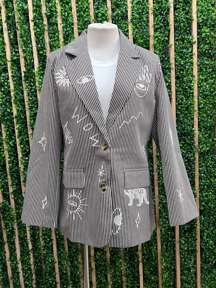 Embroidered Detail Funky Blazer