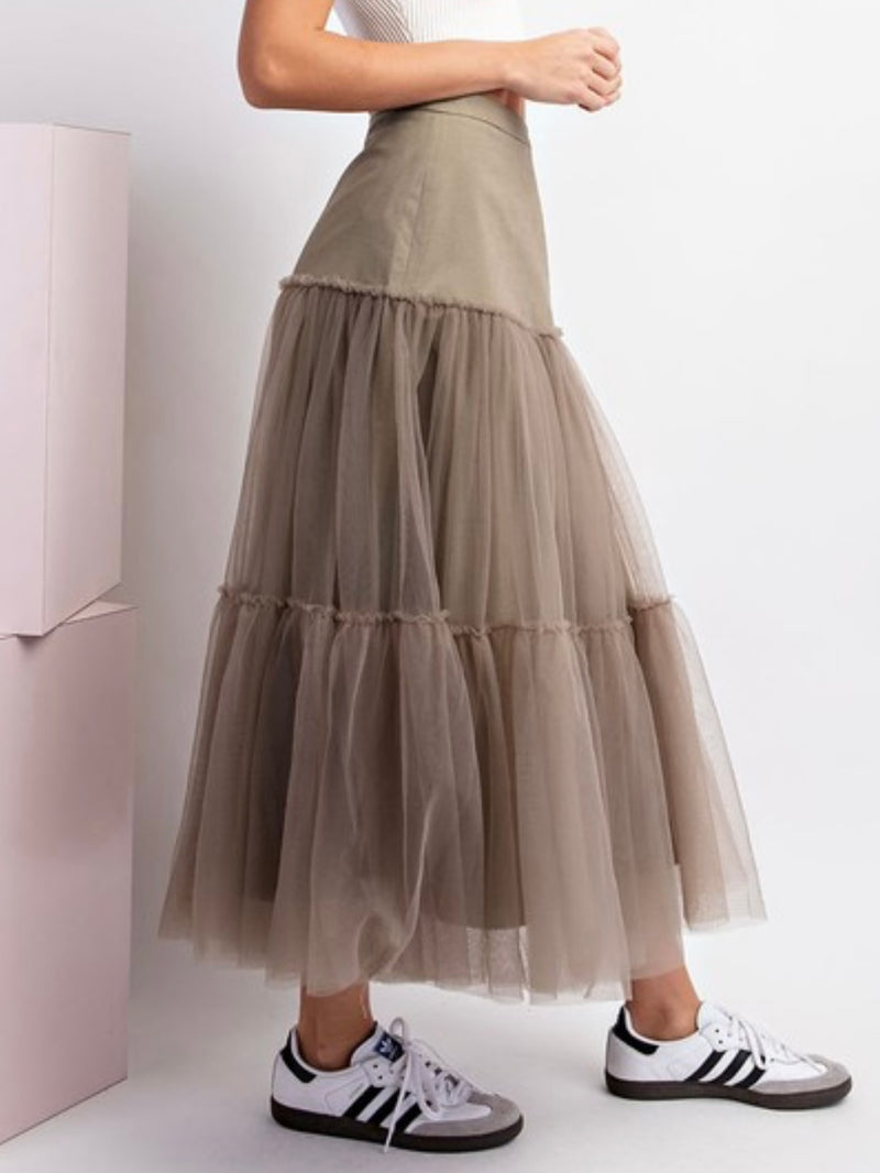 Beautiful Mesh A line Midi Skirt
