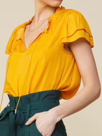 Marigold Satin Ruffle Top
