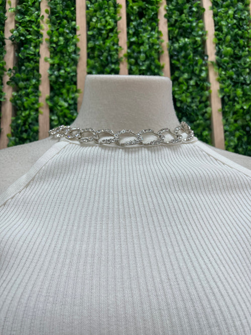 Cutout Chain Neck Sweater