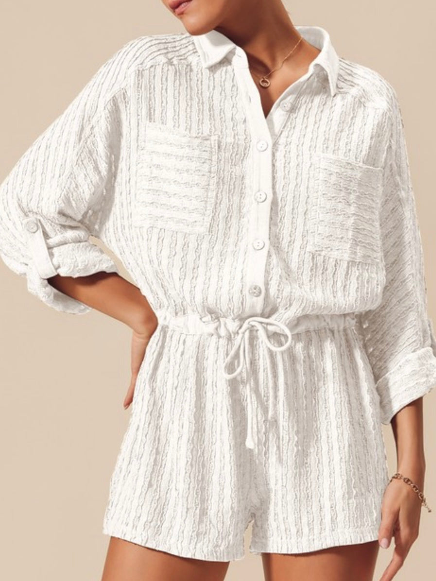 Textured Knit Coverup Romper