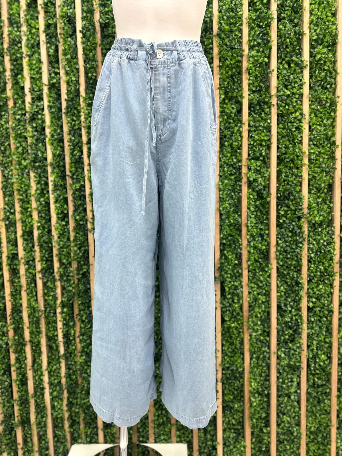 Self Tie Tencel Wide Leg Pant Set