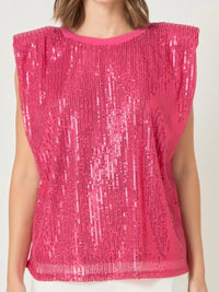 Sequin Shoulder Pad Top