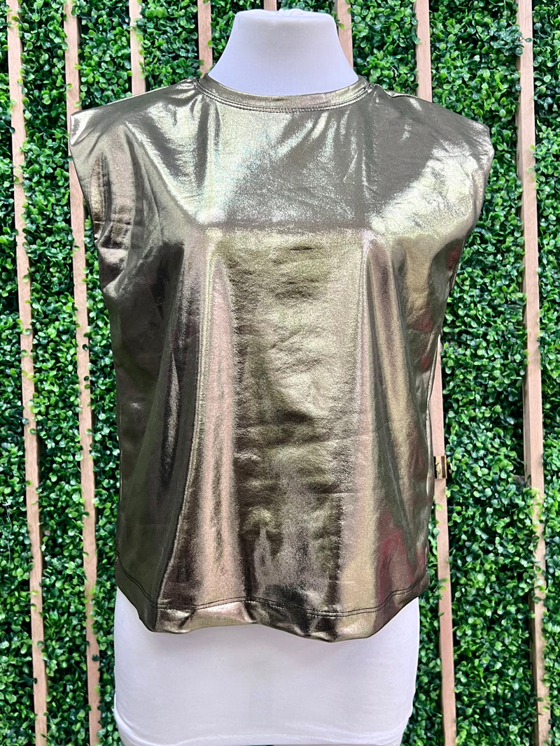 Muscle Sleeve MEtallic Top