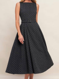 Beautiful Grey Dotted Midi Dress
