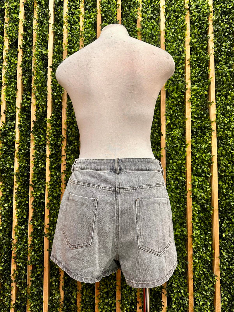 Light Denim Front Button Wrap Skort
