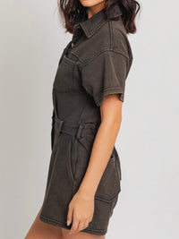 Washed Brown Terry Romper