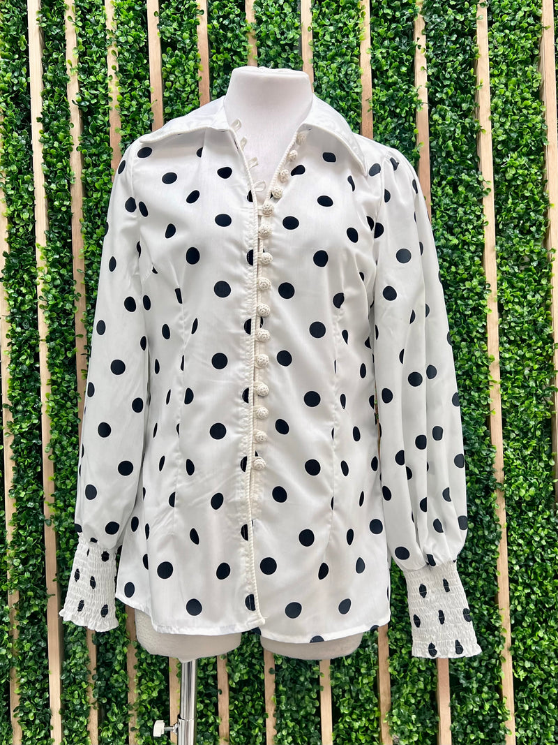 Polka Dot Puff Sleeve Blouse