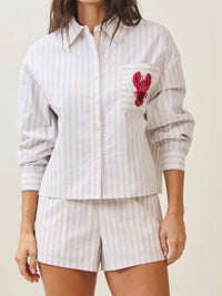 Embroidered Lobster Stripe Short Pant Set