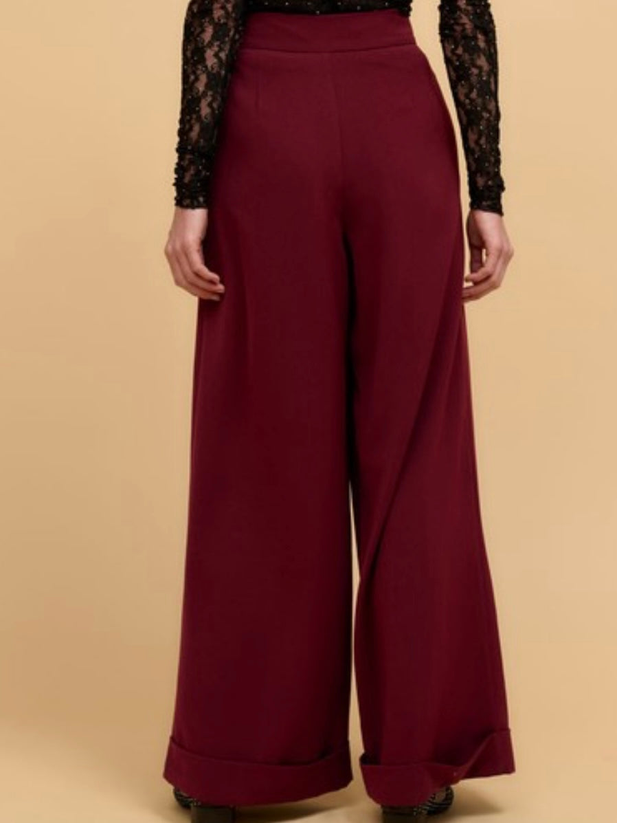 Burgundy Wide Leg Pant