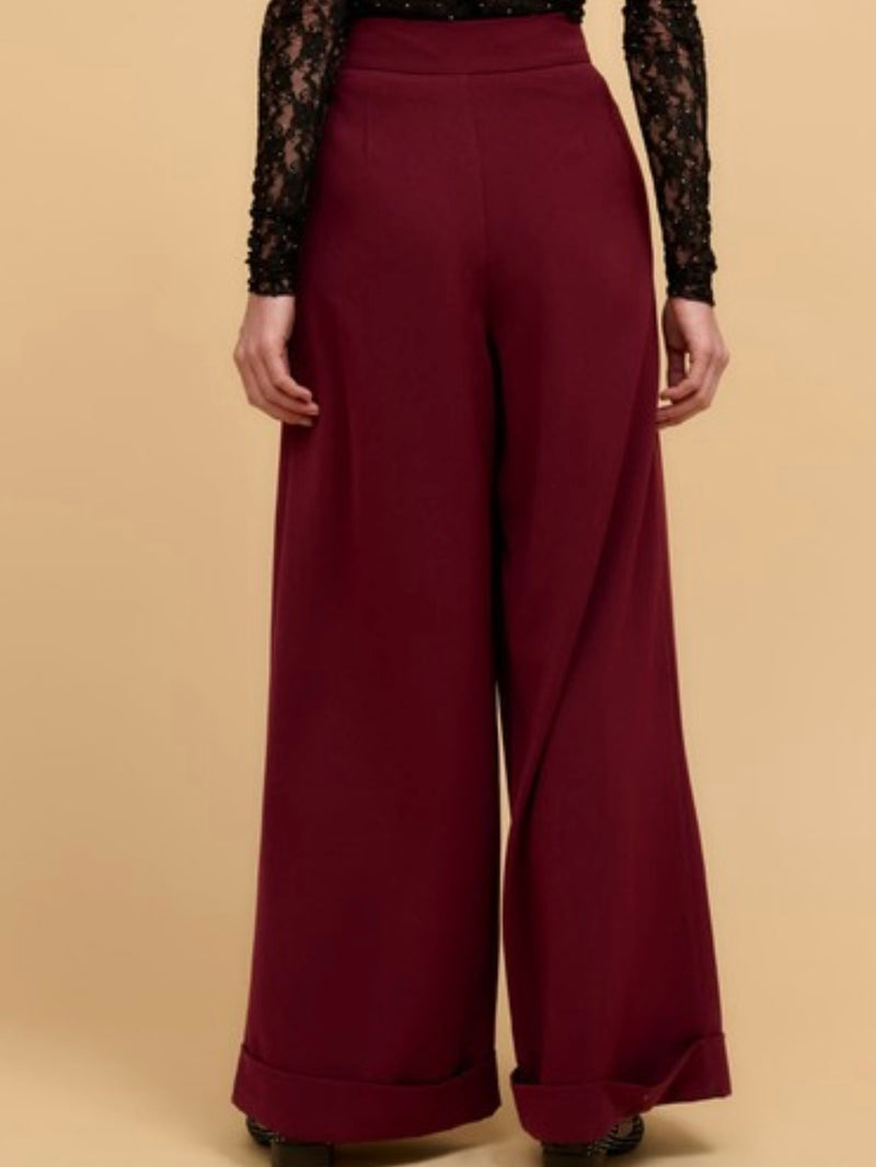 Burgundy Wide Leg Pant