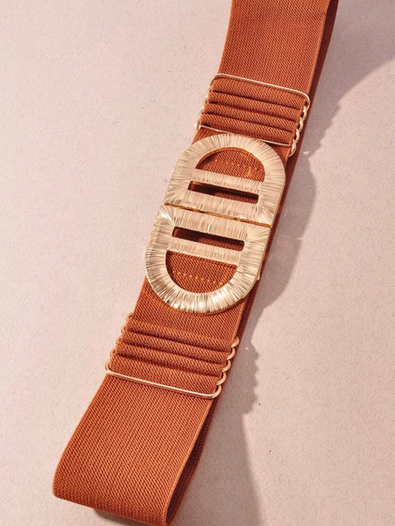 Oval Wide Elastic Textured Belt