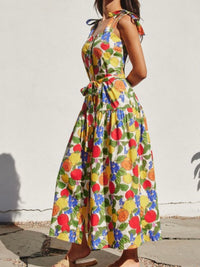 Bright Fruits Square Neck Maxi Dres