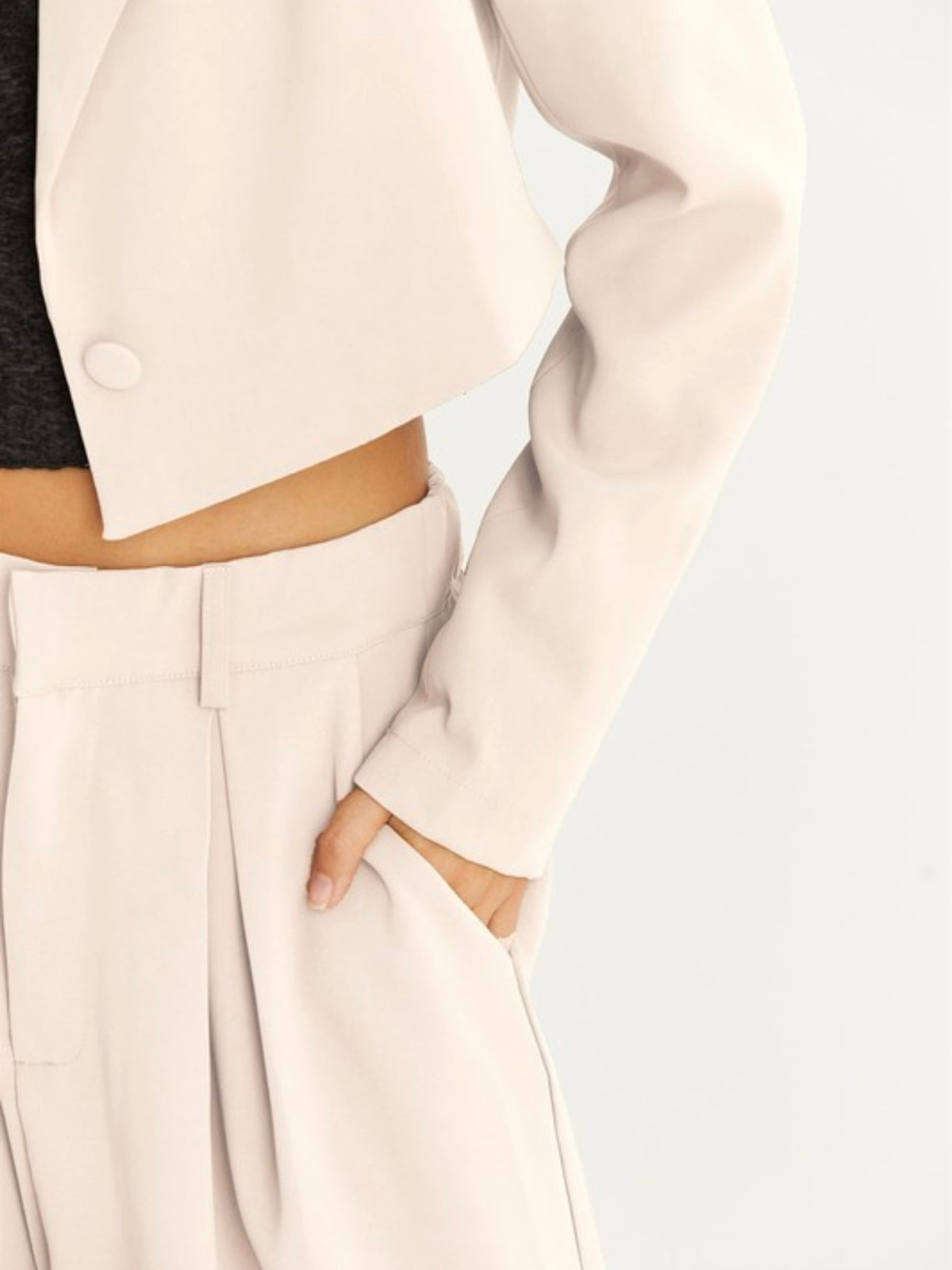 Front Button Crop Blazer