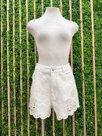 Ivory Embroidered Shorts