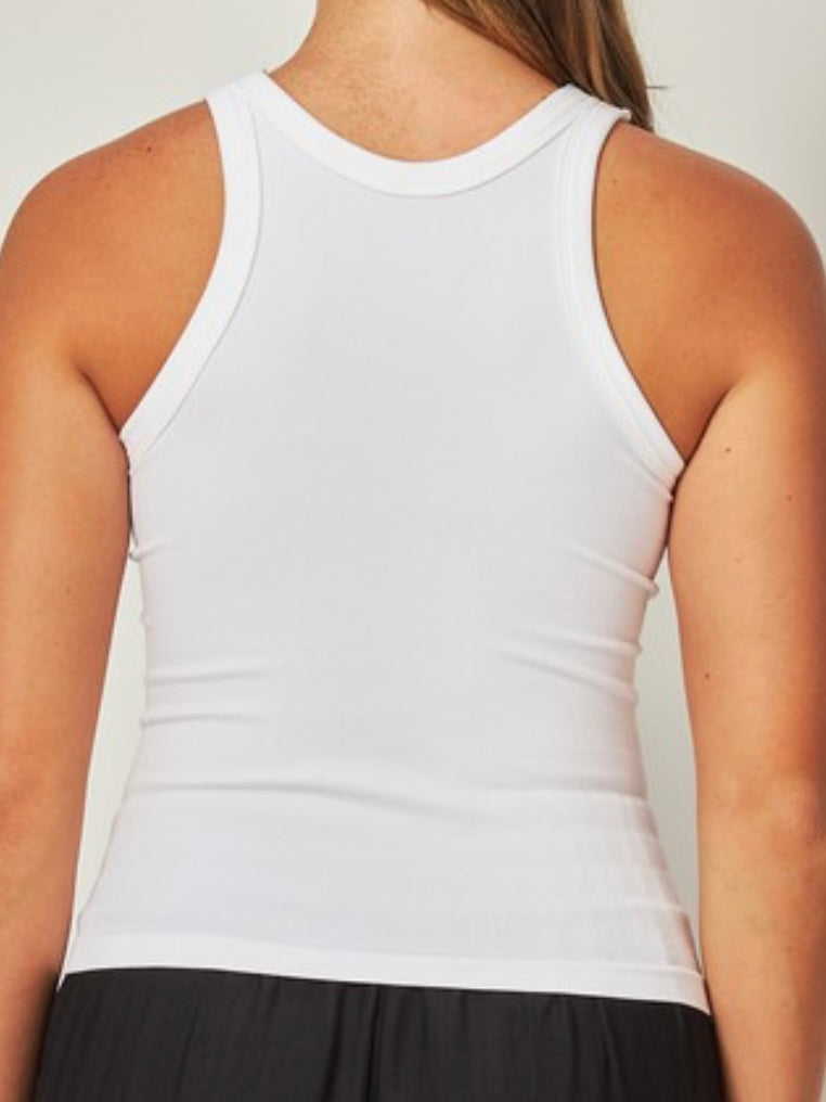 Long Seamless High Neck Racerback Basic Tank Top