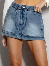 Side Zipper Denim SKort