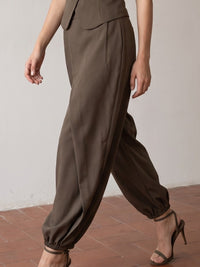 Chocolate High-Waist Tapered Jogger Pants