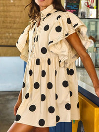 Polka Dot Statement Angel Sleeves Short Dress