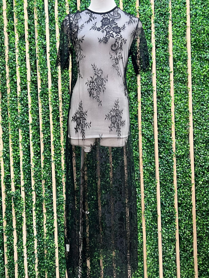 Midnight Lace Sheer Cami Dress